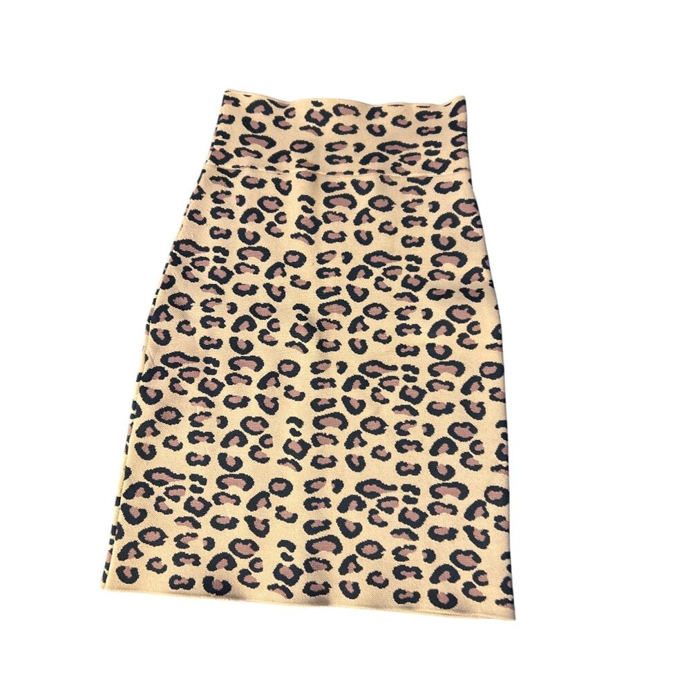 BCBGMAXAZRIA Leopard Print Pencil Mini Skirt Bodycon Pull On Size XS BCBG